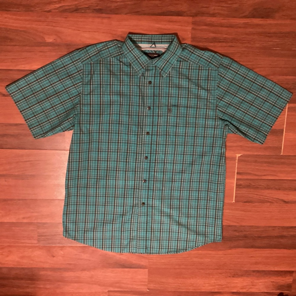 Ariat Pro Series Shirt Mens XL Green  Plaid Short Sleeve Button Down